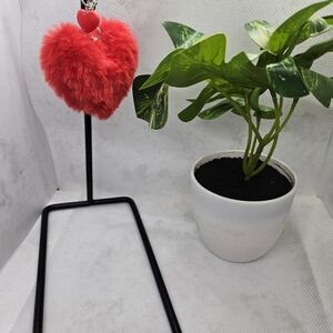Chic Red Heart Keychain with Plush Texture